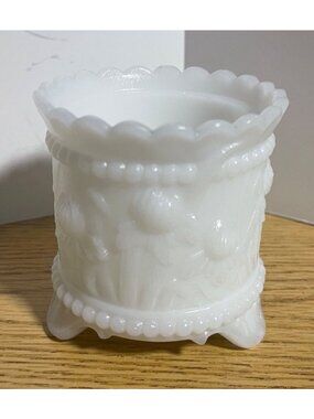 Westmoreland White Milk Glass Dresser Jar Vintage MCM Coquette Crazing on Bottom